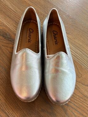 CHARIX Iridescent Silver Slip-On Women's Loafers